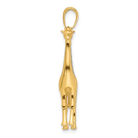 14K Gold and White Rhodium D/C 3D Giraffe Pendant - Picture 4 of 4